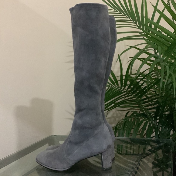 STUART WEITZMAN Suede Metal trim Heel Boots - Picture 1 of 12